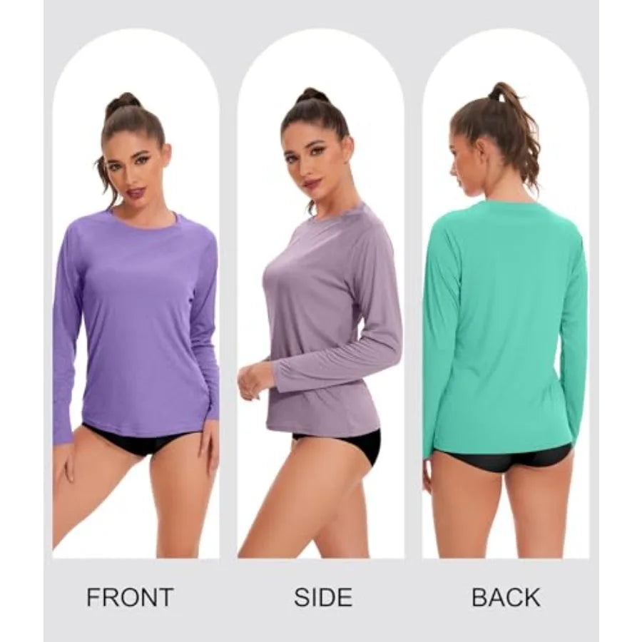 Kinglaman Womens Long Sleeve Workout Shirts UPF 50 Rash Guard
