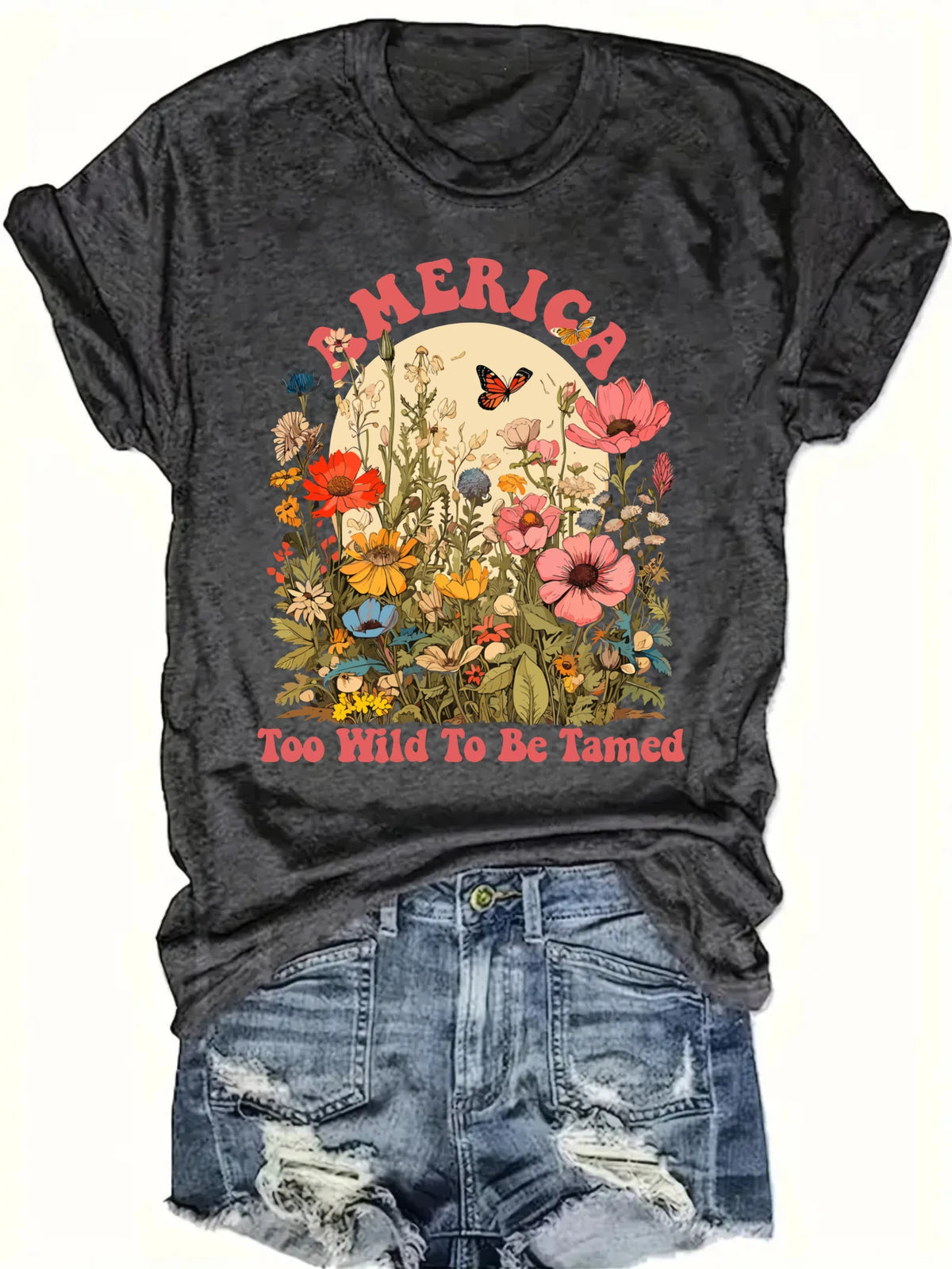 Womens Wildflower Butterfly Graphic Tank Top For Casual Wear