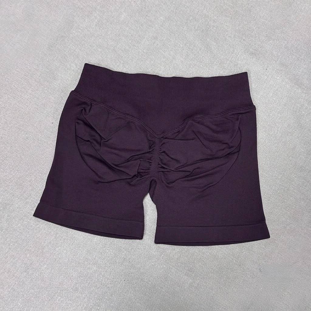 Seamless Yoga Shorts For Women Low Waist Triple Panel Waistband