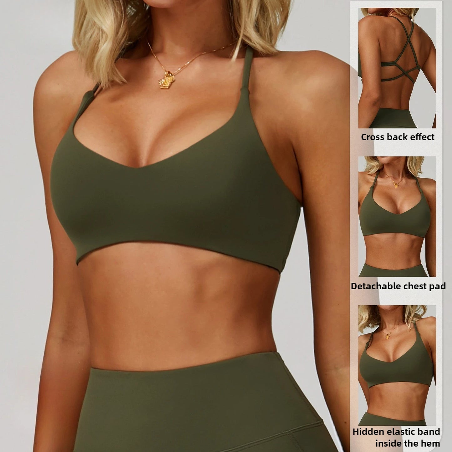 Cross Shoulder Straps Sports Bra For Women Anti Sweat Yoga