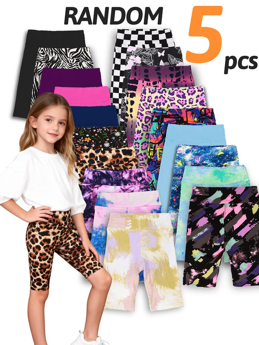 Girls Yoga Shorts 5 Pieces Set High Waist Bermuda Leggings For Dance