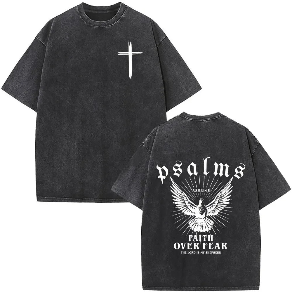 Christian Faith Over Fear Bible Verse T Shirt Men Cotton