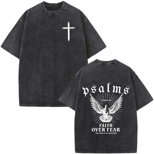 Christian Faith Over Fear Bible Verse T Shirt Men Cotton