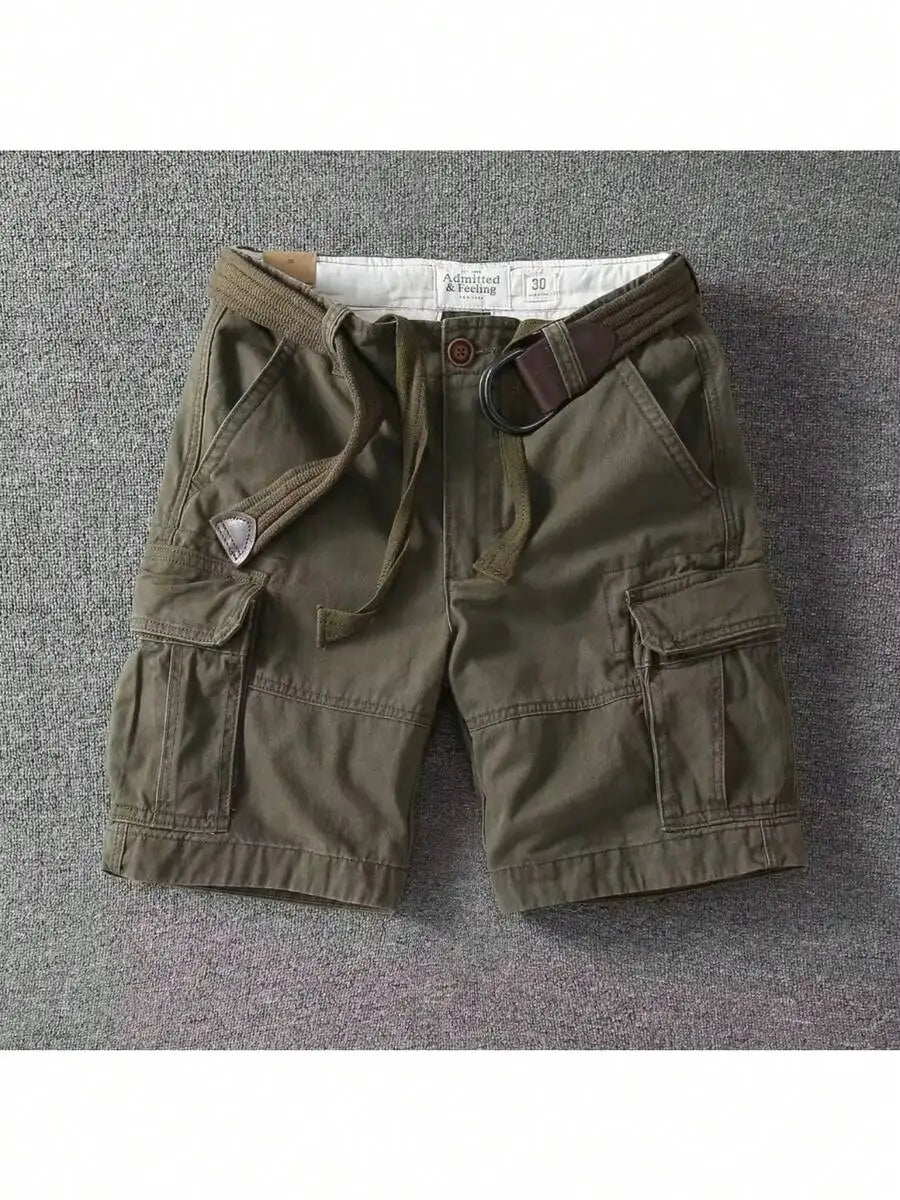 Men's Cargo Shorts With Belt Straight Fit Cotton Apparel