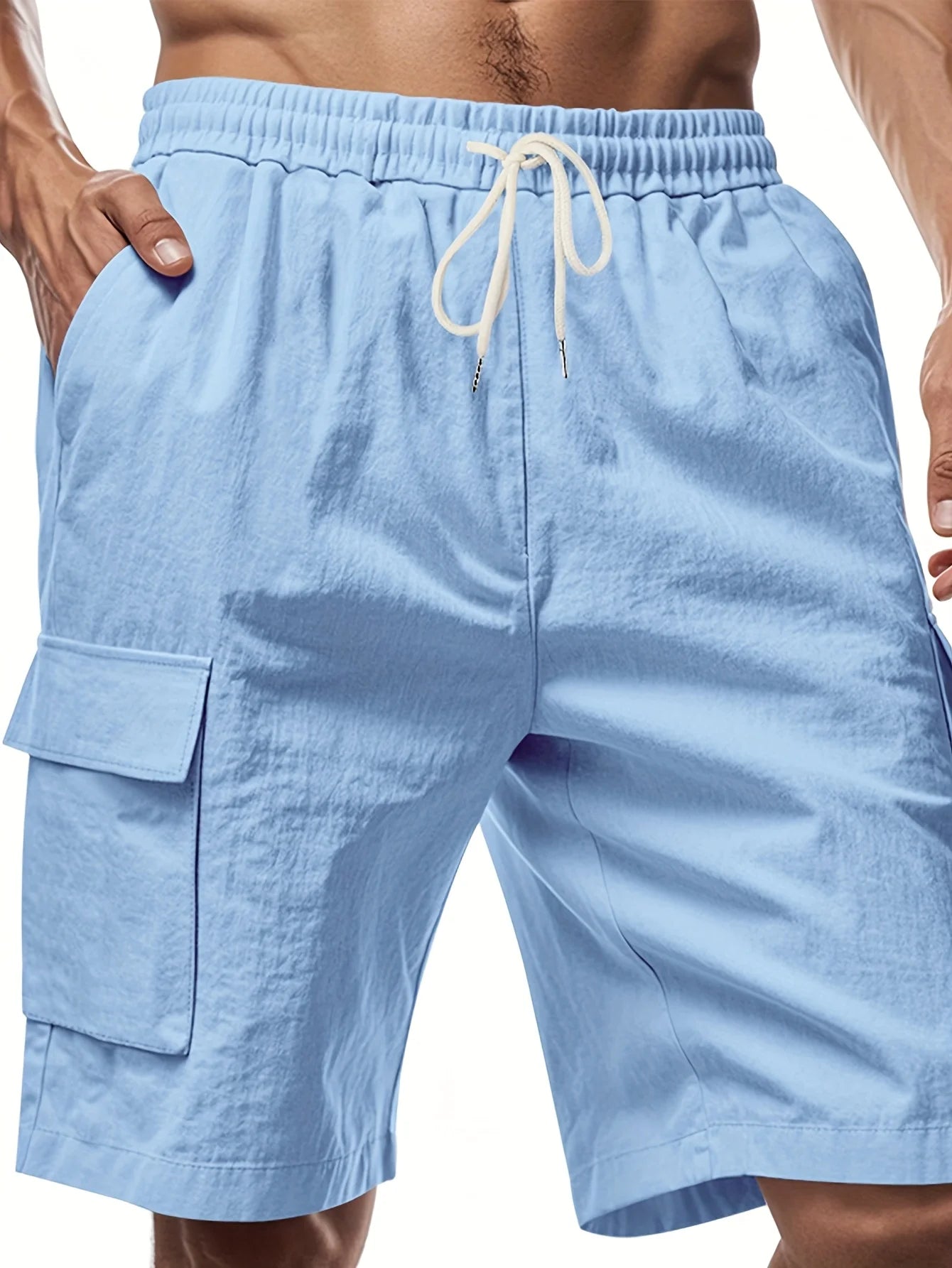 Winthunder Men's Outdoor Shorts Drawstring Elastic Waist Multi Pocket