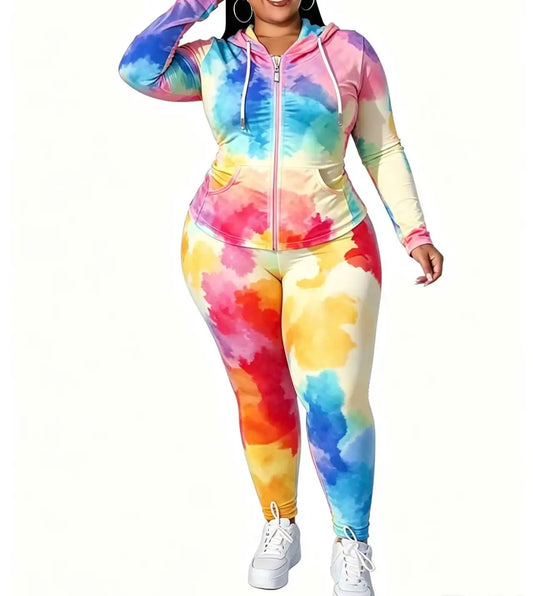 Casual Hooded Zipper Jacket With Pants Two Piece Set