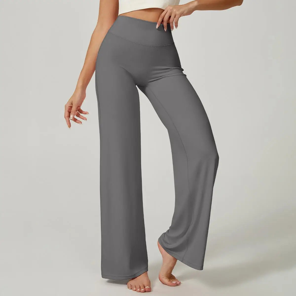 High Waisted Straight Leg Yoga Pants for Women, Naked Feeling Butt Lifting Loose Fit Workout Trousers, Slimming Gym Pants