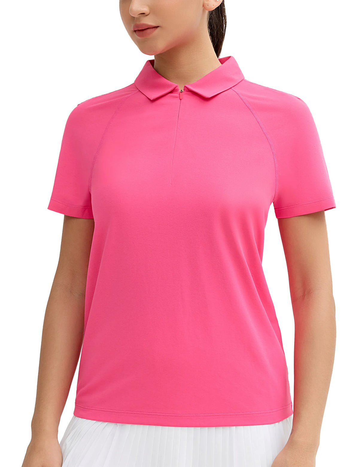 The Gym People Women Quick Dry Zip Collar Polo Shirt