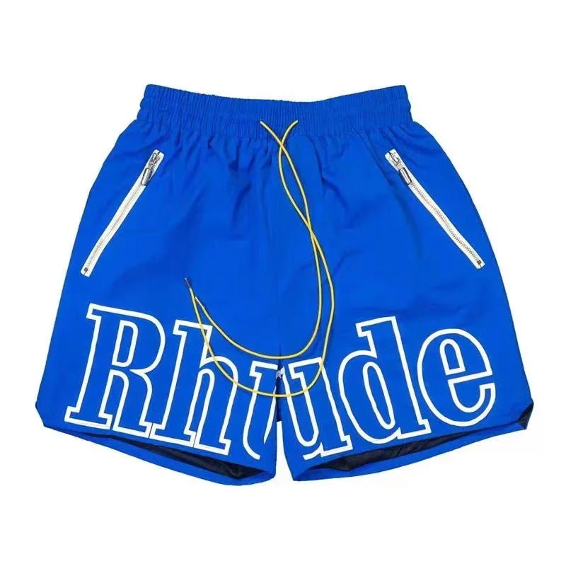 2026 Rhude High Street Trend Casual Shorts Men Woman Letter Print Loose Breathable Light Quick Drying Rhude Sports Shorts
