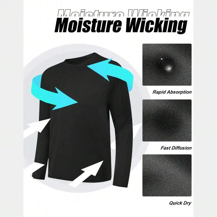 Men's Long Sleeve Performance Tees Pack Moisture Wicking UPF Sun Protection