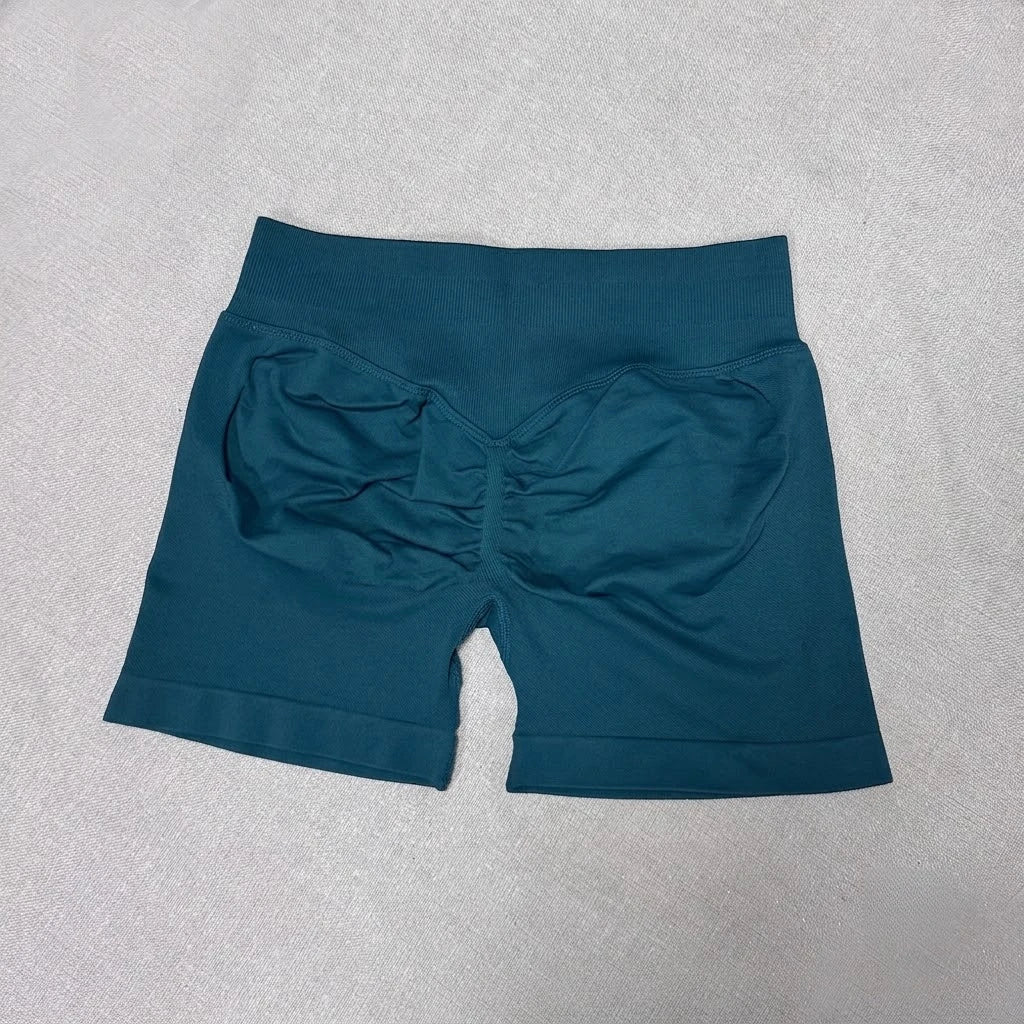Seamless Yoga Shorts For Women Low Waist Triple Panel Waistband