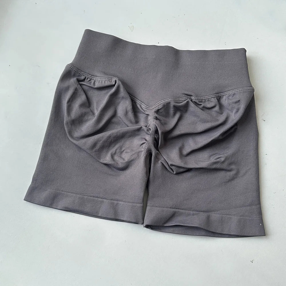 Seamless Yoga Shorts For Women Low Waist Triple Panel Waistband
