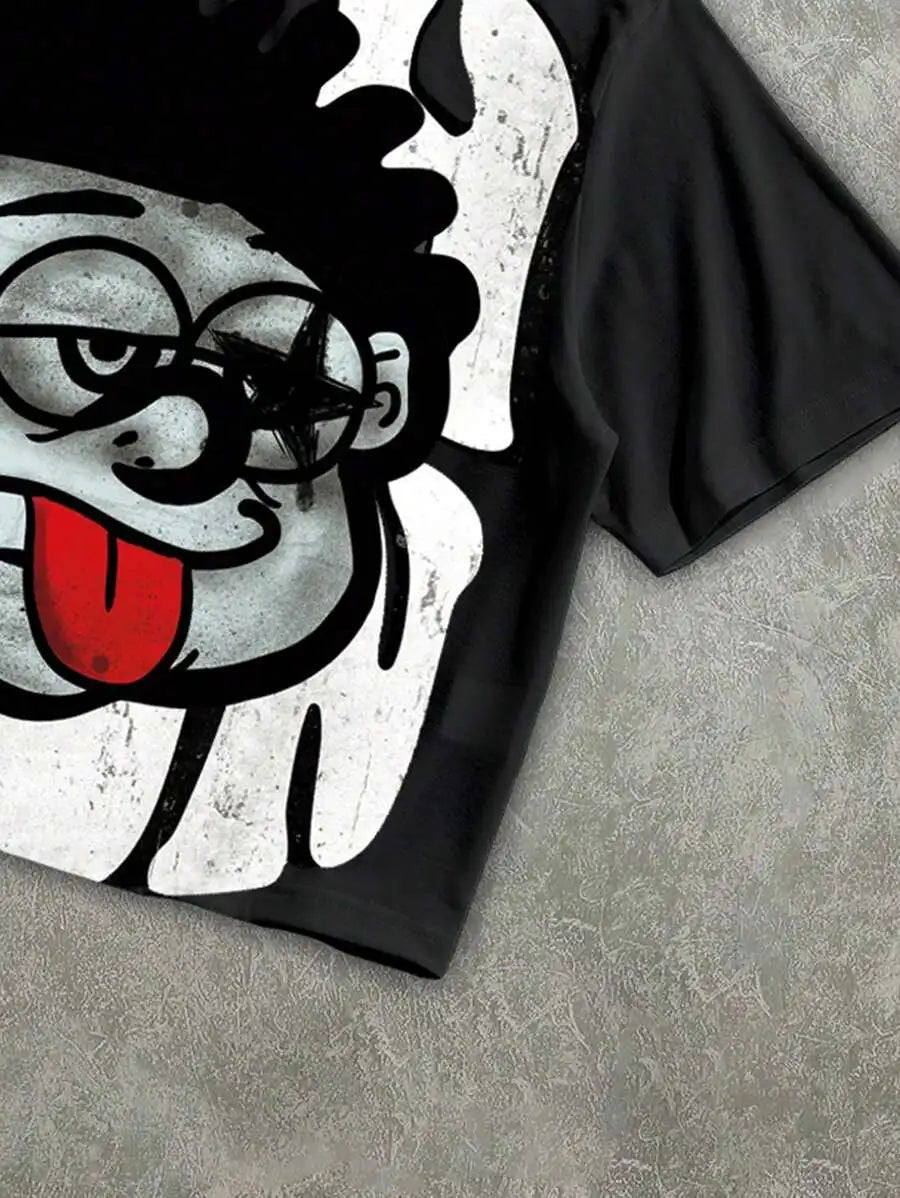 Graphic Print Distressed Oversized Streetwear Tee For Men