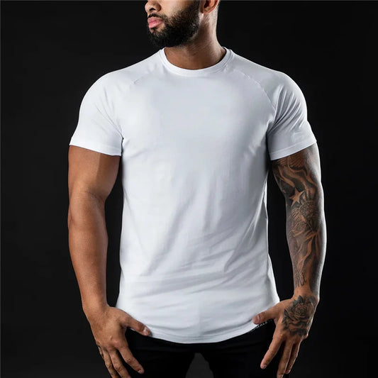 Essential Cotton Gym Tshirt For Men Short Sleeve Workout Top
