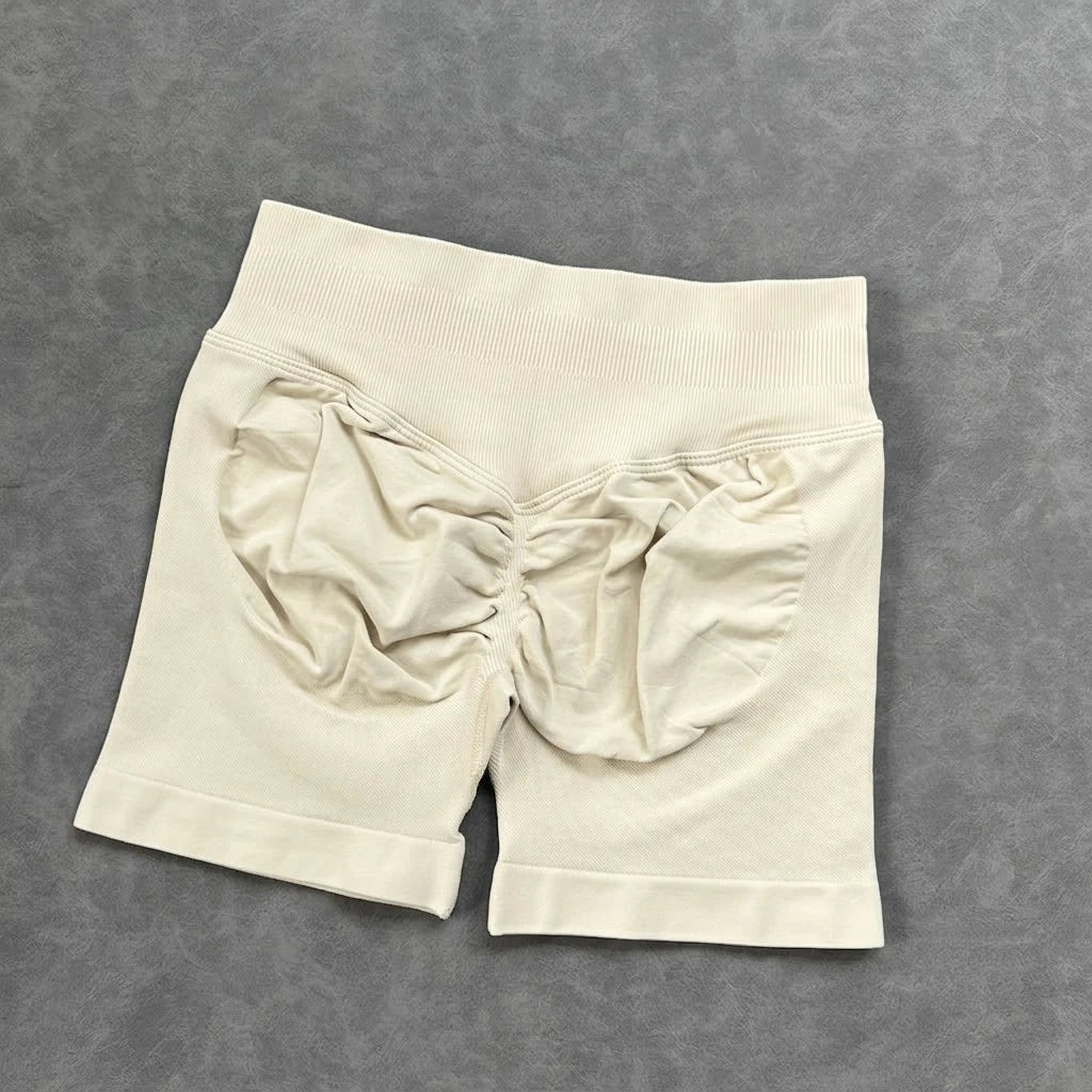 Seamless Yoga Shorts For Women Low Waist Triple Panel Waistband