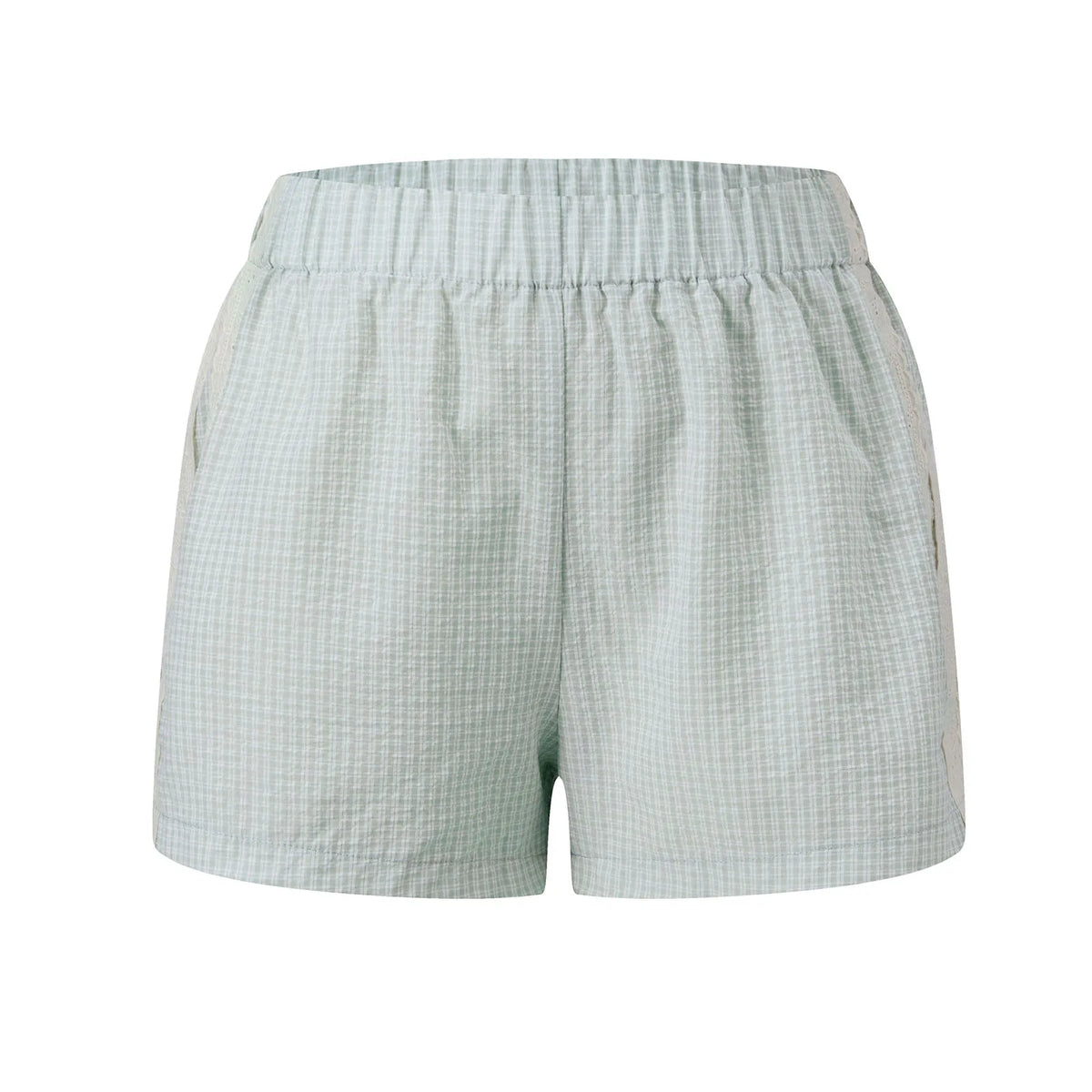 Women Slim Fit Gingham Casual Summer Lightweight Polyester Shorts
