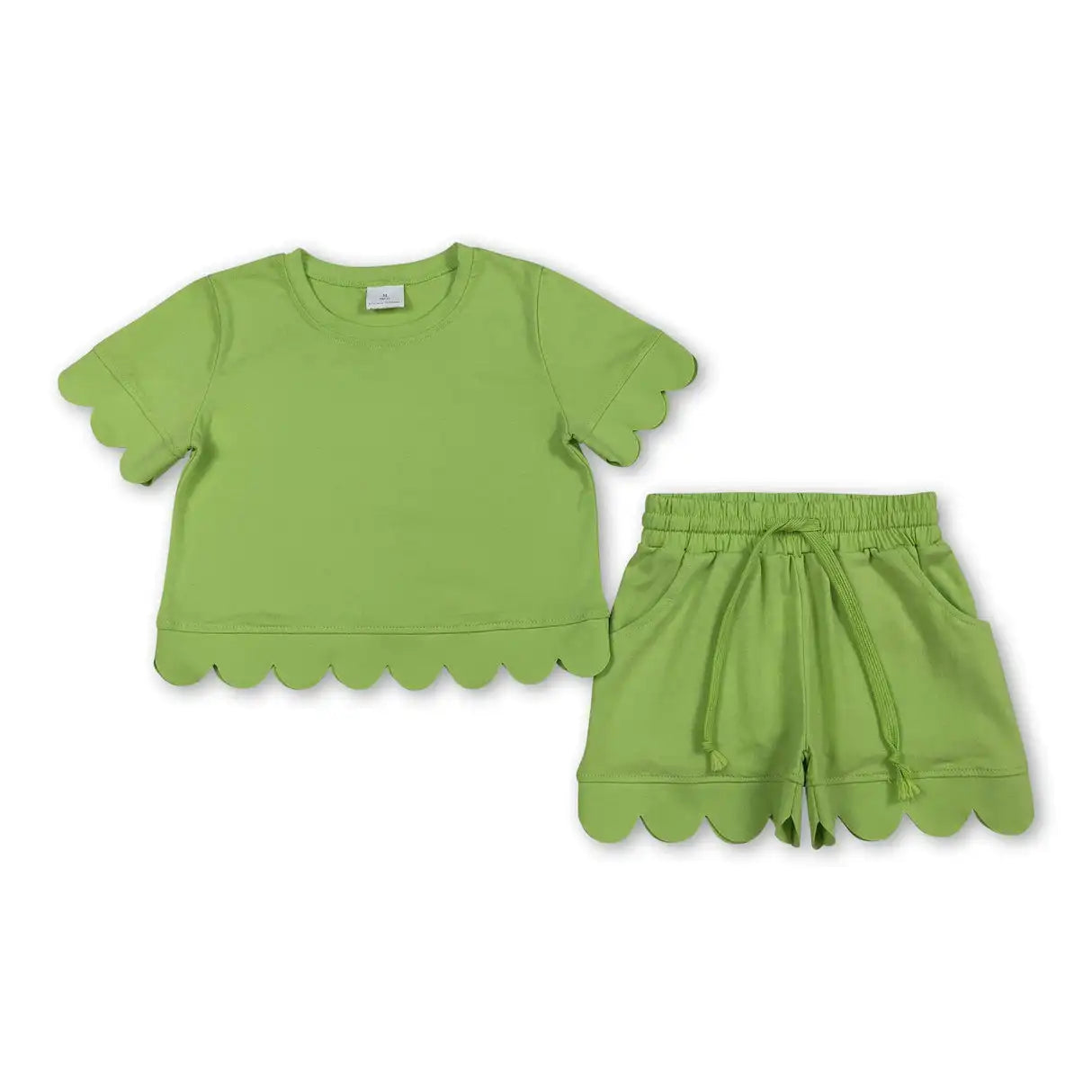 Girls Cotton Polyester Set With Short Sleeve Top And Pockets