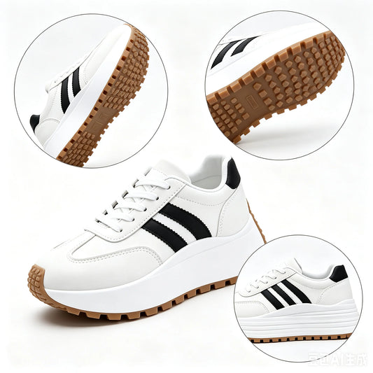 Women's Lace Up Platform Walking Sneakers Non Slip Rubber Sole