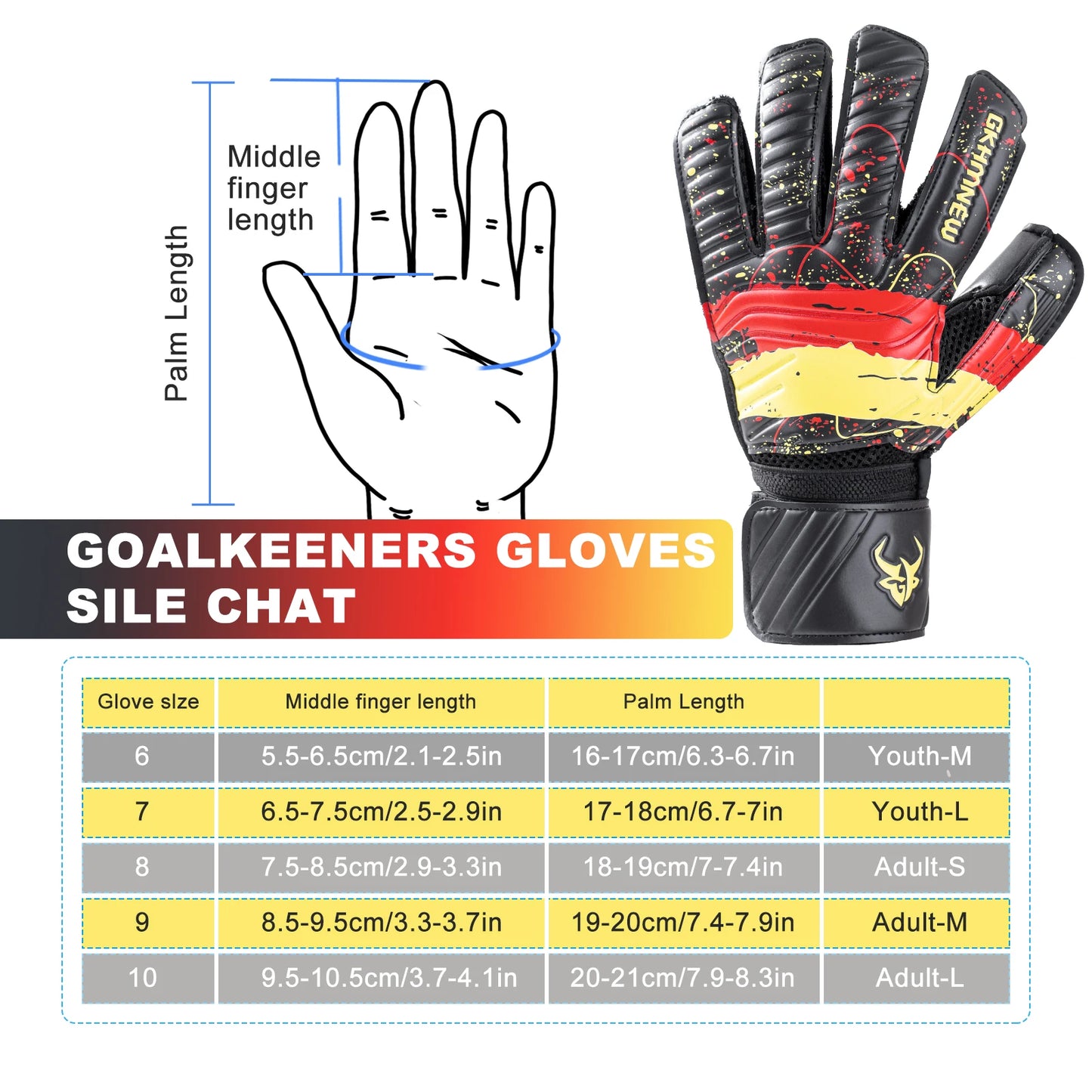 GKHMNEW GK7002 Goalkeeper Gloves With Latex Grip And Wrist Support