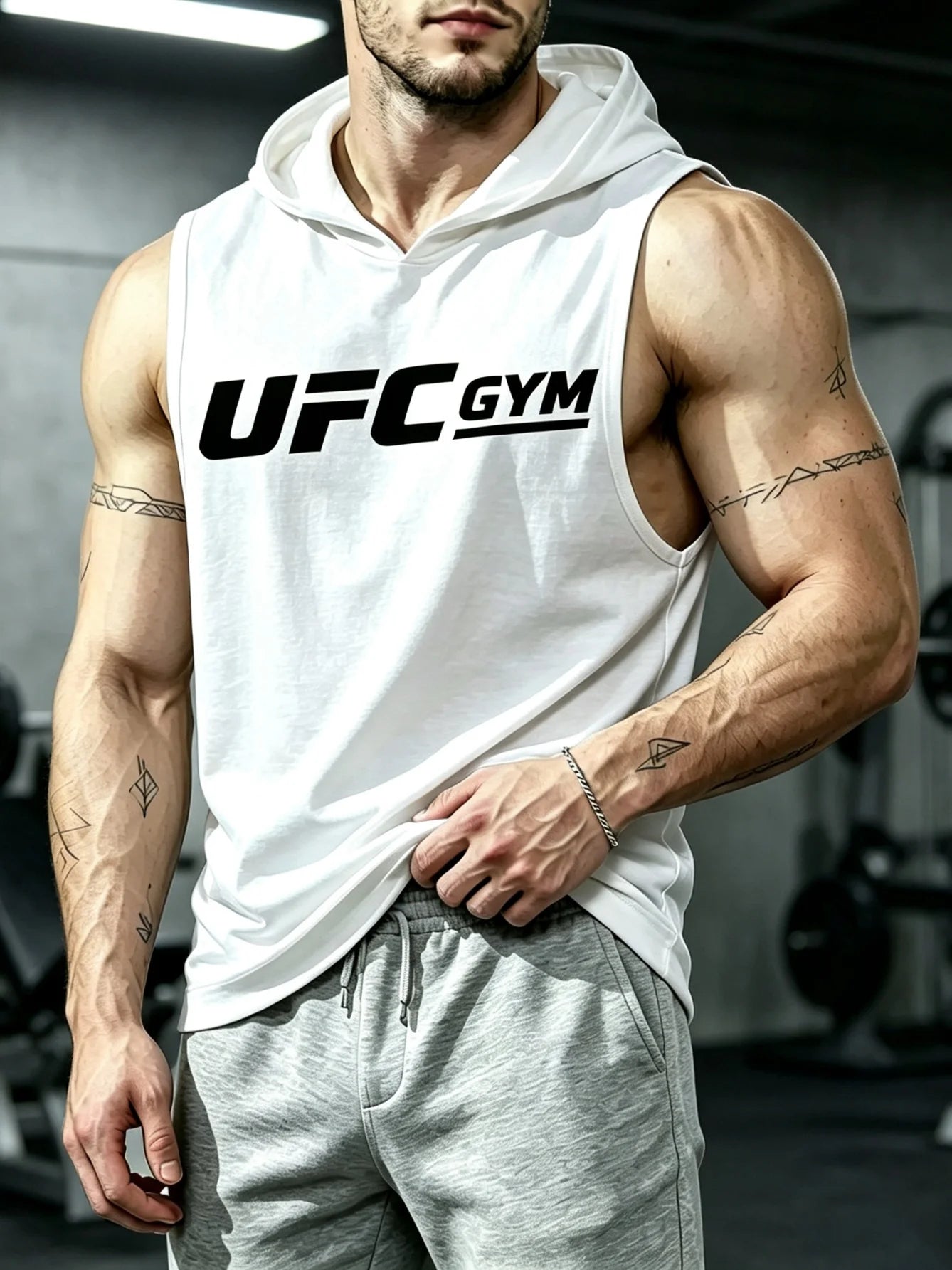 Unisex Sleeveless Hooded Tank Top For Gym MMA Streetwear