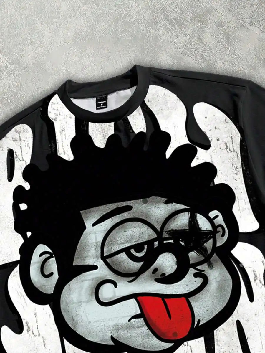 Graphic Print Distressed Oversized Streetwear Tee For Men