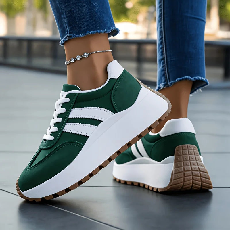 Women's Lace Up Platform Walking Sneakers Non Slip Rubber Sole