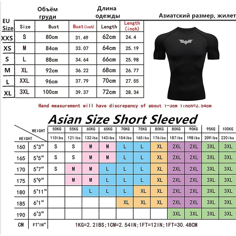 Bat Printed Mens Tight Compression Tee For Gym Workout