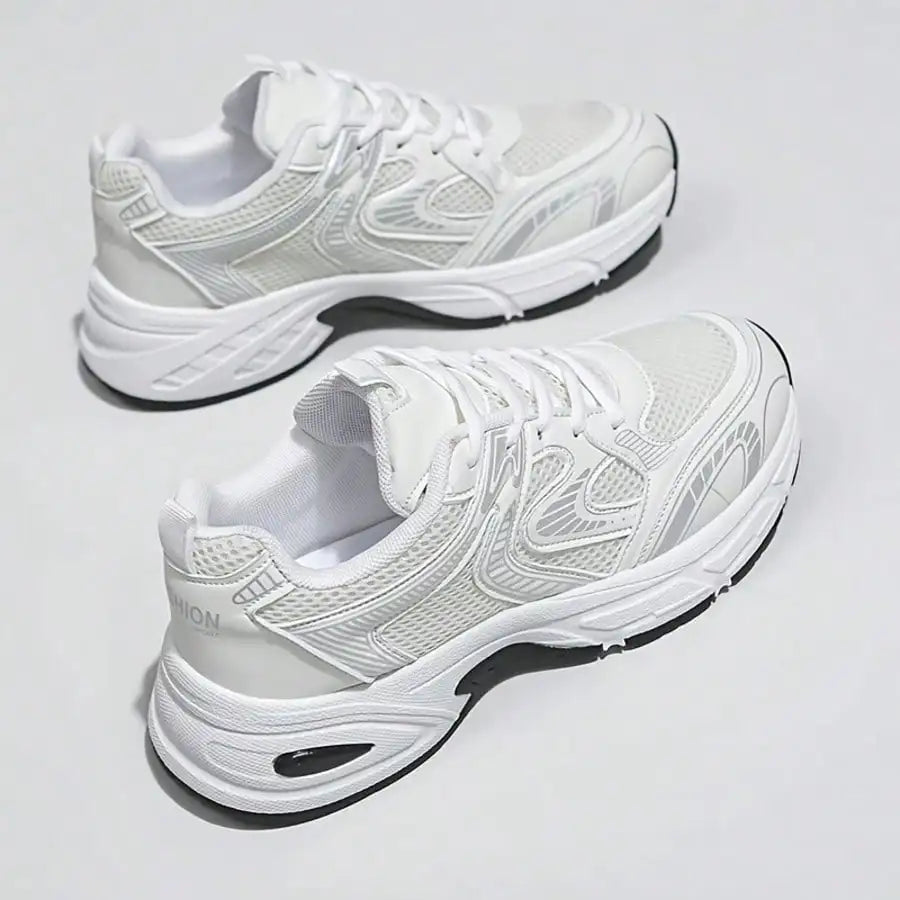 Women Mesh Sneakers Breathable Lace Up Platform Casual Shoes