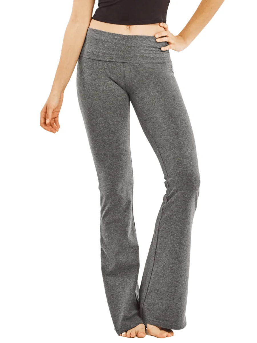 Womens High Waist Flare Yoga Pants Cotton Spandex Comfort