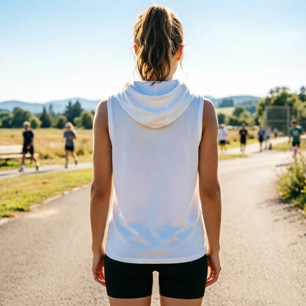 Women's Sleeveless Hooded Tank Top And Yoga Shorts Sports Set
