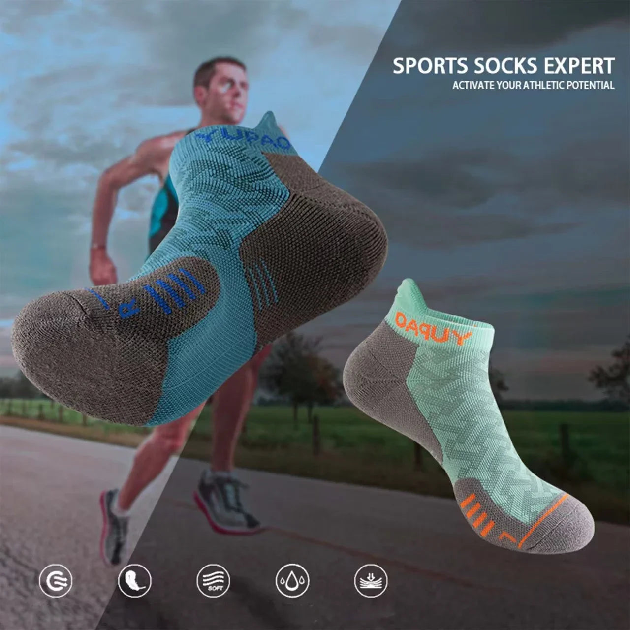 Men's Quick Dry Ankle Socks 2/3/5 Pairs For Running