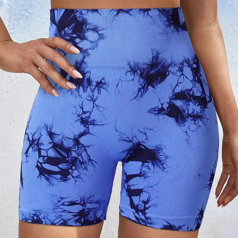 DUTRIEUX Tie-Dye Yoga Shorts for Women High Elastic Gym Workout