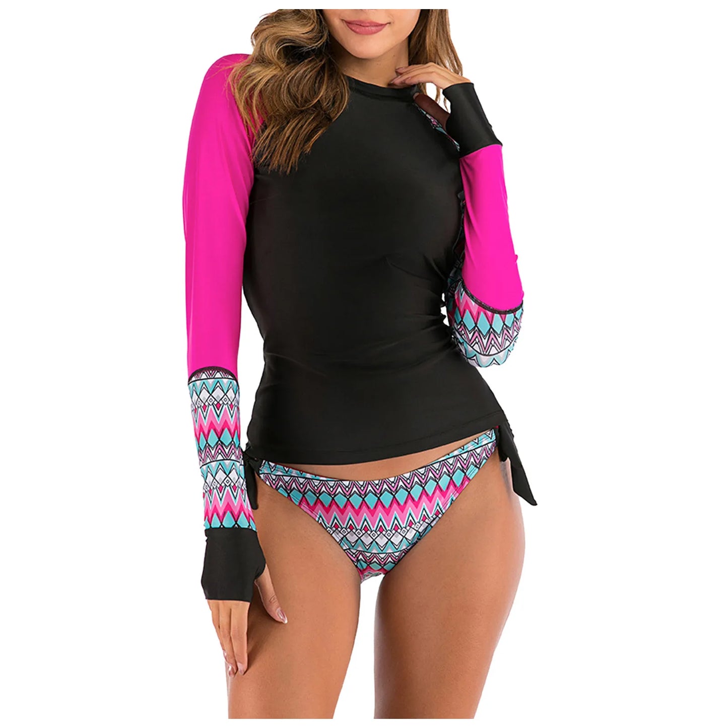 Women's Long Sleeve UV Protection Rash Guard Swimsuit