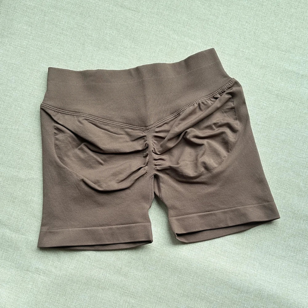 Seamless Yoga Shorts For Women Low Waist Triple Panel Waistband