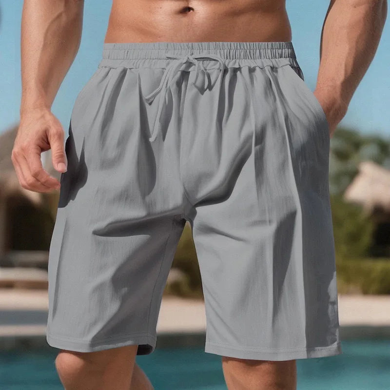 Men Light Blue Quick Dry Beach Shorts Elastic Drawstring Waist Loose Fit Knee Length Swim Trunks Lightweight Breathable Casual Vacation Board Shorts With Side Pockets