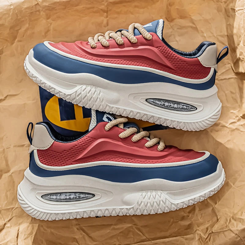 Men's Leather Waterproof Sports Shoes With Height Increasing Insole