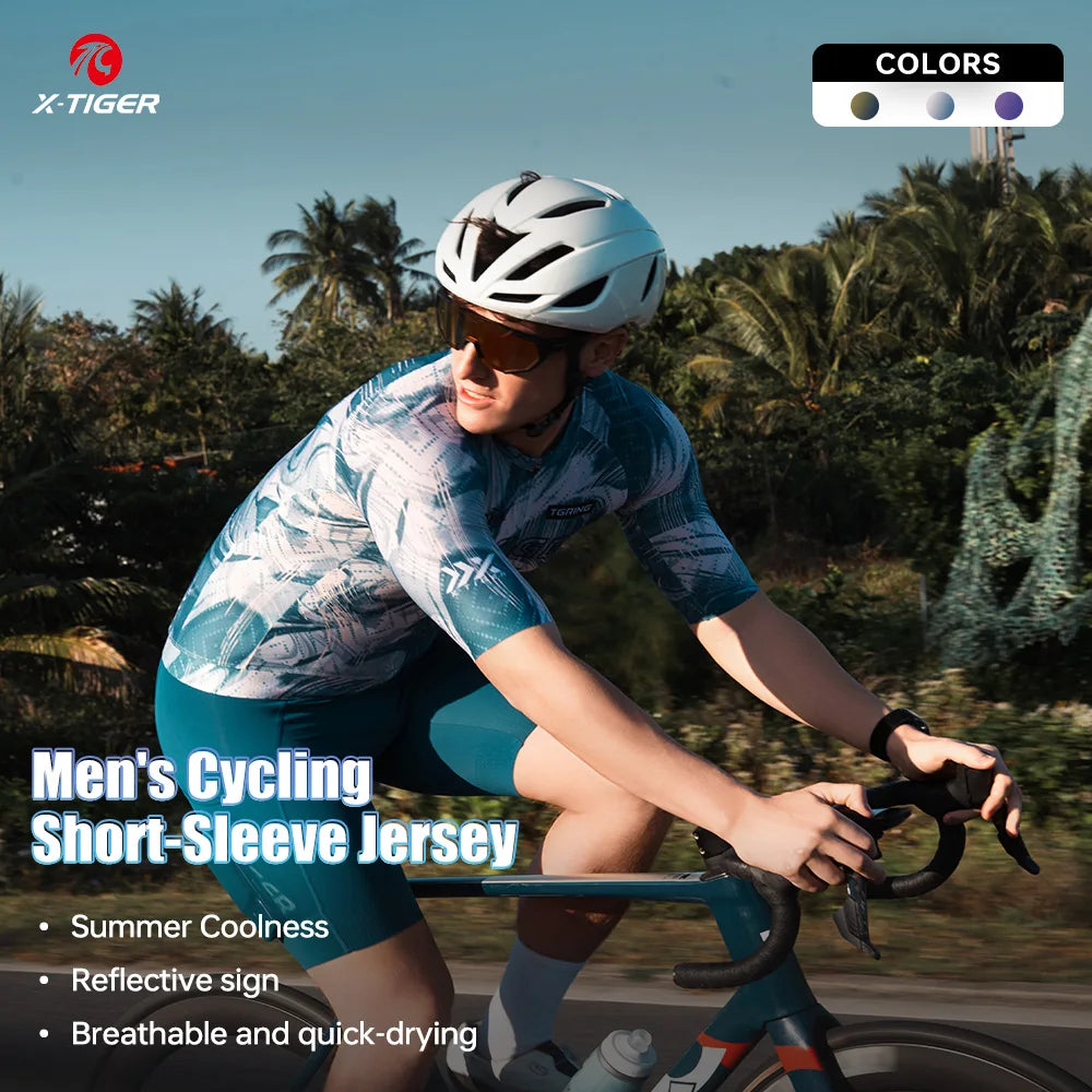 X-TIGER Men's Breathable Quick Dry Reflective Cycling Jersey