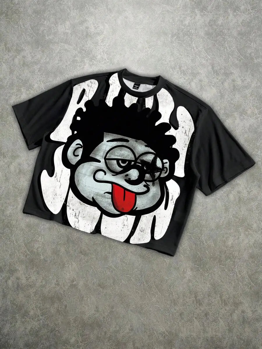 Graphic Print Distressed Oversized Streetwear Tee For Men