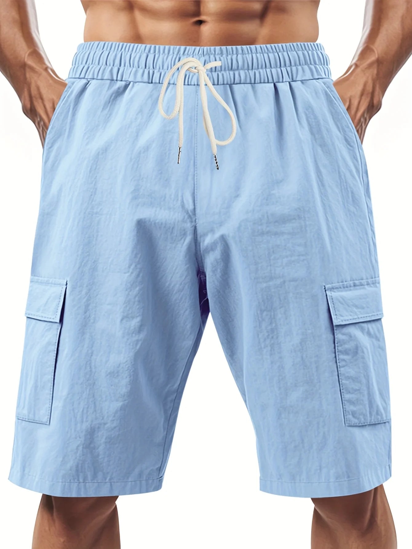 Winthunder Men's Outdoor Shorts Drawstring Elastic Waist Multi Pocket