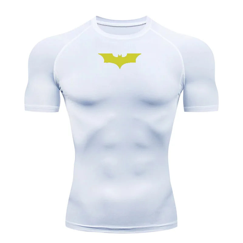 Bat Printed Mens Tight Compression Tee For Gym Workout