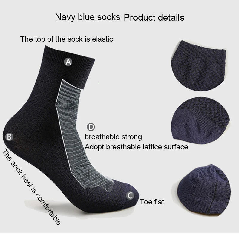 Men's Bamboo Fiber Socks 10 Pairs for Business Casual