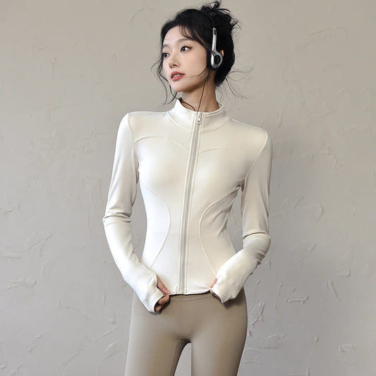Women Long Sleeve Zip Sports Jacket For Fitness And Yoga