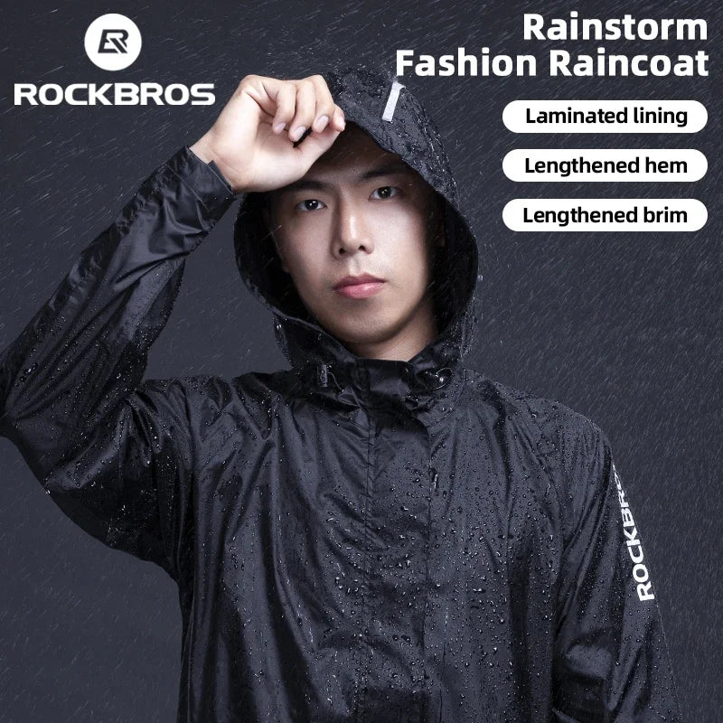 ROCKBROS Cycling Rain Jacket Waterproof Hooded Reflective Windbreaker
