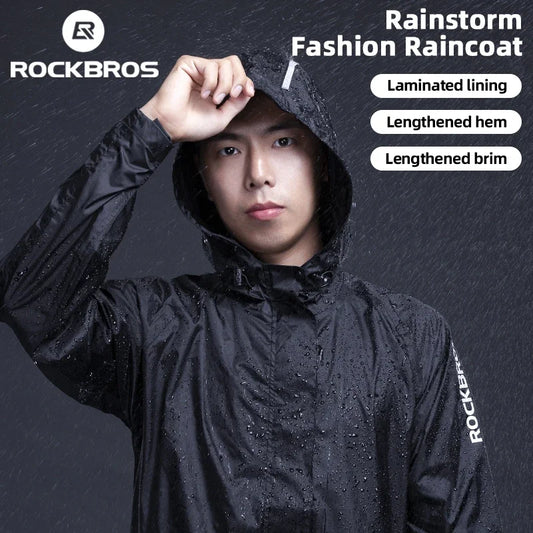 ROCKBROS Cycling Rain Jacket Waterproof Hooded Reflective Windbreaker