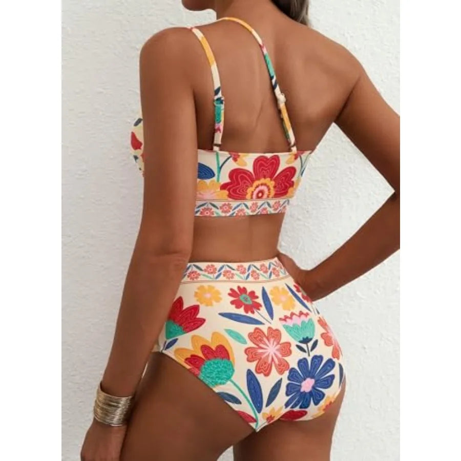 Women Premium Floral Print Two Piece Bikini Set Elegant Design