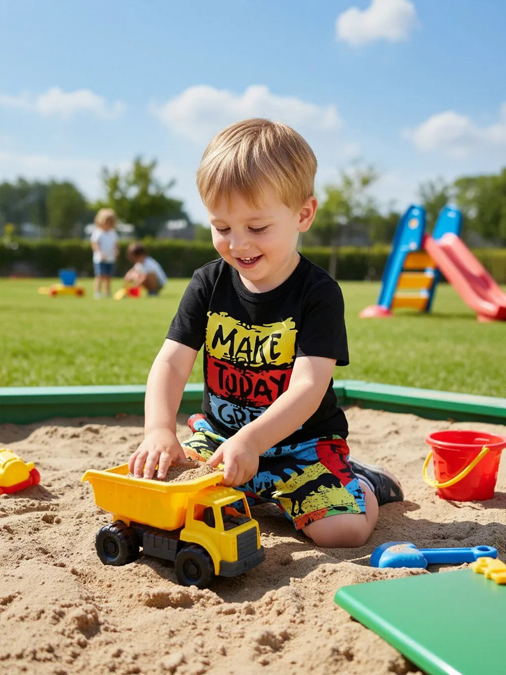 Summer Toddler Boys Letter Print T Shirt And Shorts Set