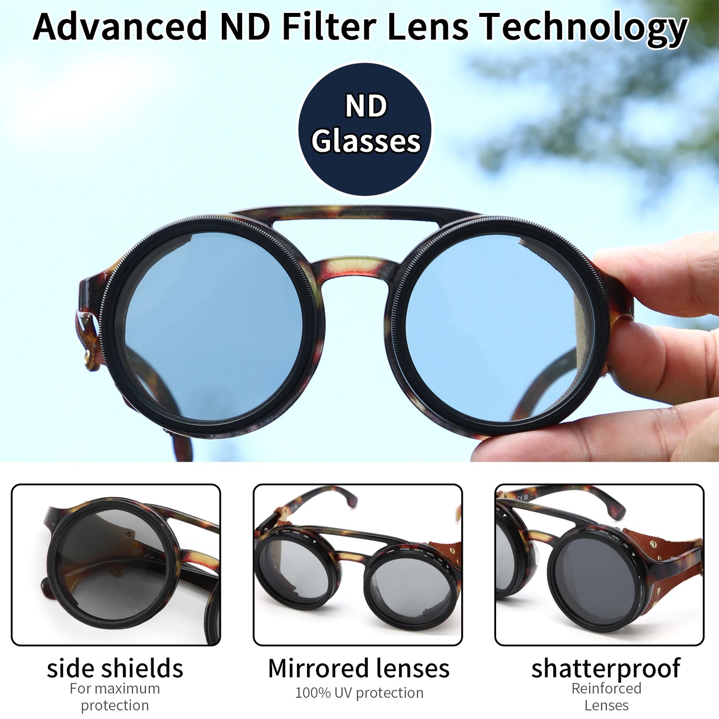 Unisex Retro Steampunk Sunglasses Uv400 Round Glasses Eyewear