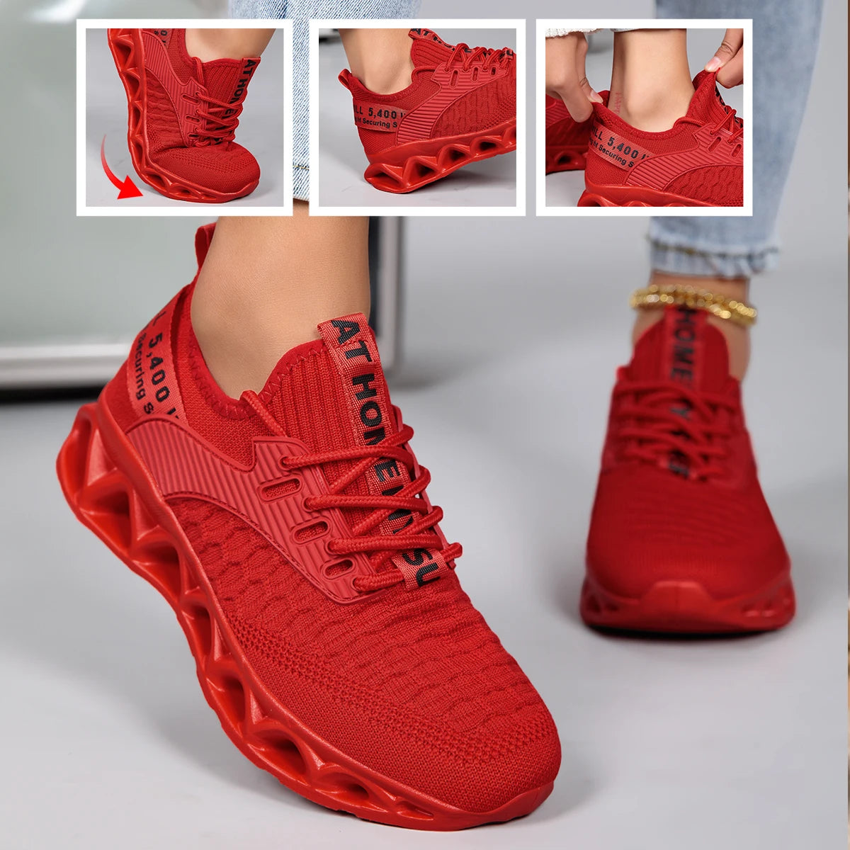 Women Breathable Knit Running Shoes Lightweight Non Slip Sneakers