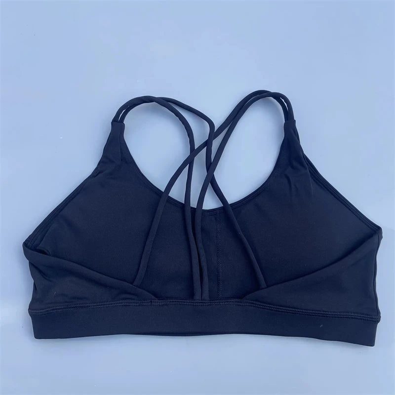 Women Crossback Sports Bra High Support Chest Pad Gym Yoga