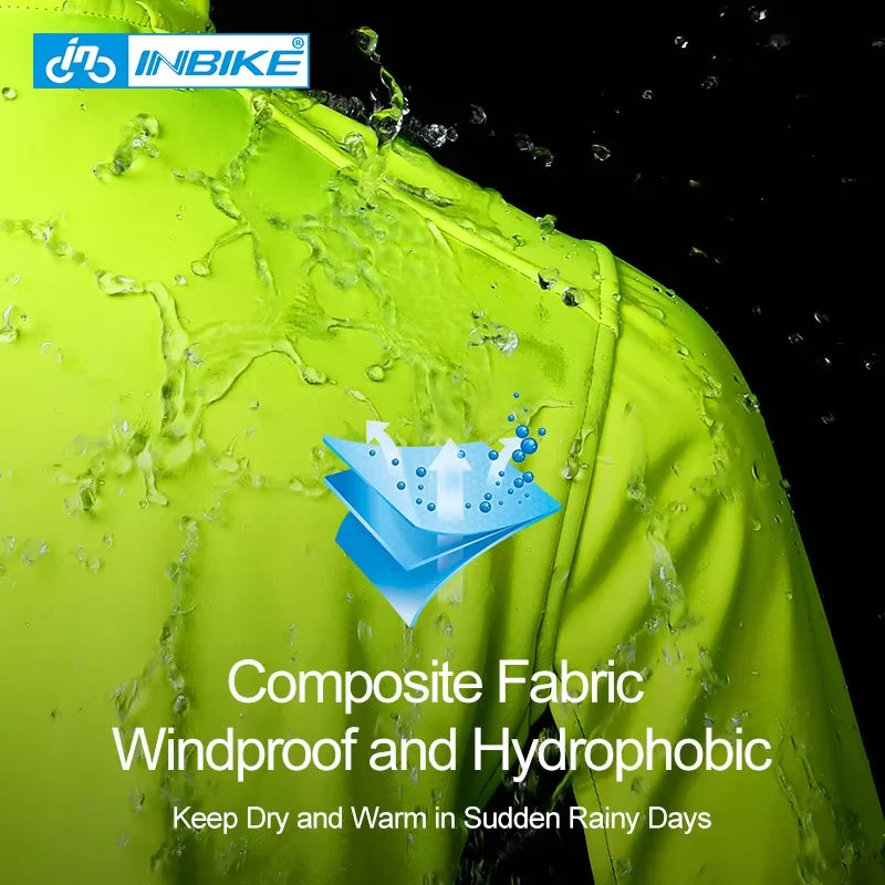 INBIKE Men's Waterproof Windproof Fleece Cycling Jacket With Pockets